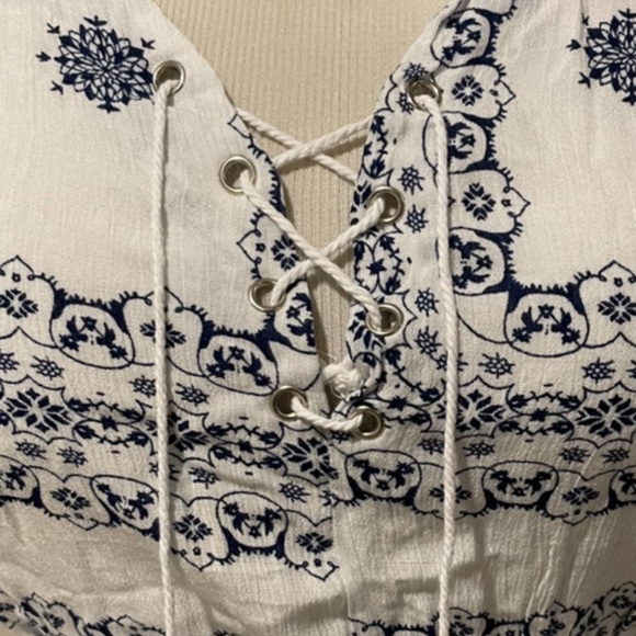 Blue & White Gauze Cover Up - Picture 7 of 7